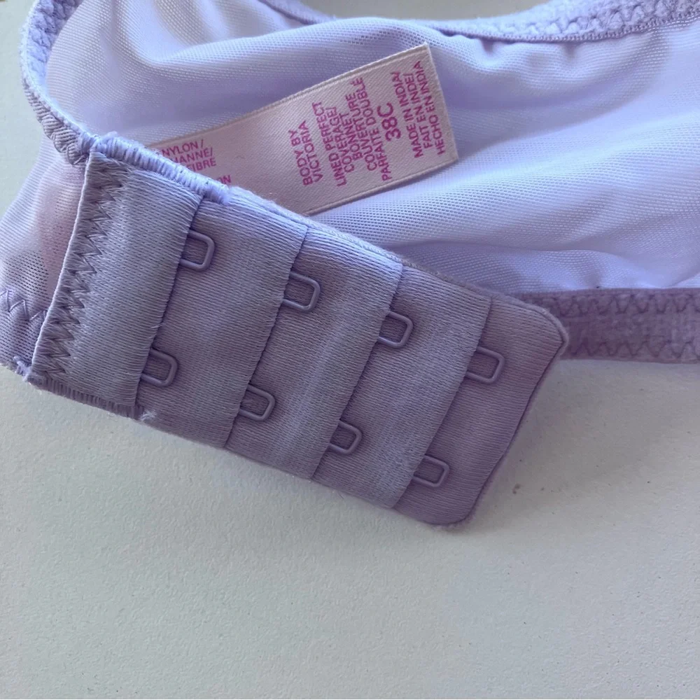 Victoria's Secret Lavender Floral Lace Rhinestone Push Up Bra 38C Shimmer Lilac - Picture 14 of 15